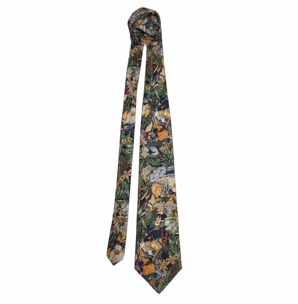 CAMBRIDGE CLASSICS Men's VTG Neckwear Silk Tie Forest Animal Print Accessories